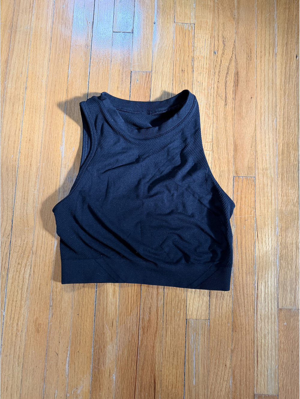 Alphalete Stratus Seamless High Neck Crop Tank Top Black | Size Small